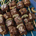 Grilled Steak Kabobs with Onions 