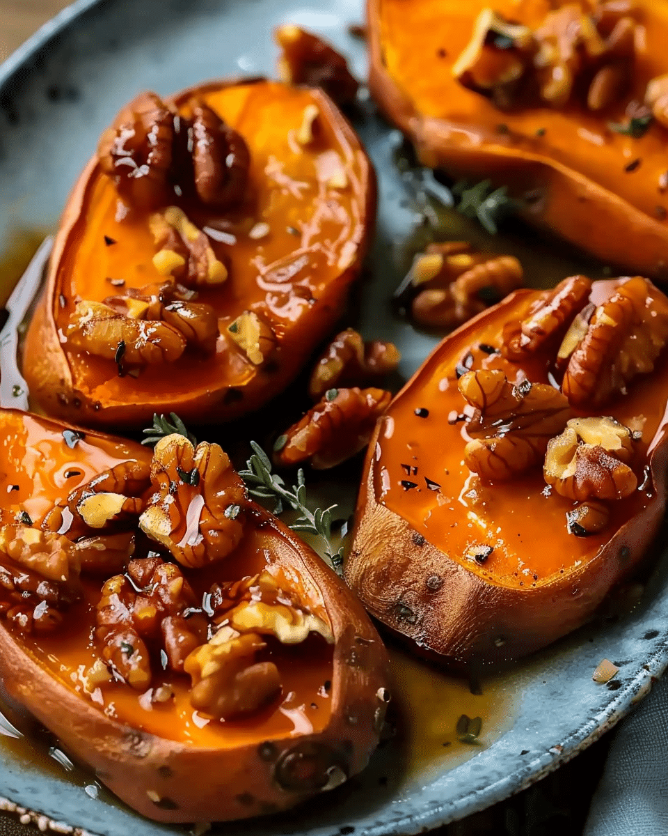 Maple Roasted Sweet Potatoes with Walnuts