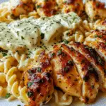 Creamy Parmesan Chicken with Twisted Pasta and Garlic Sauce