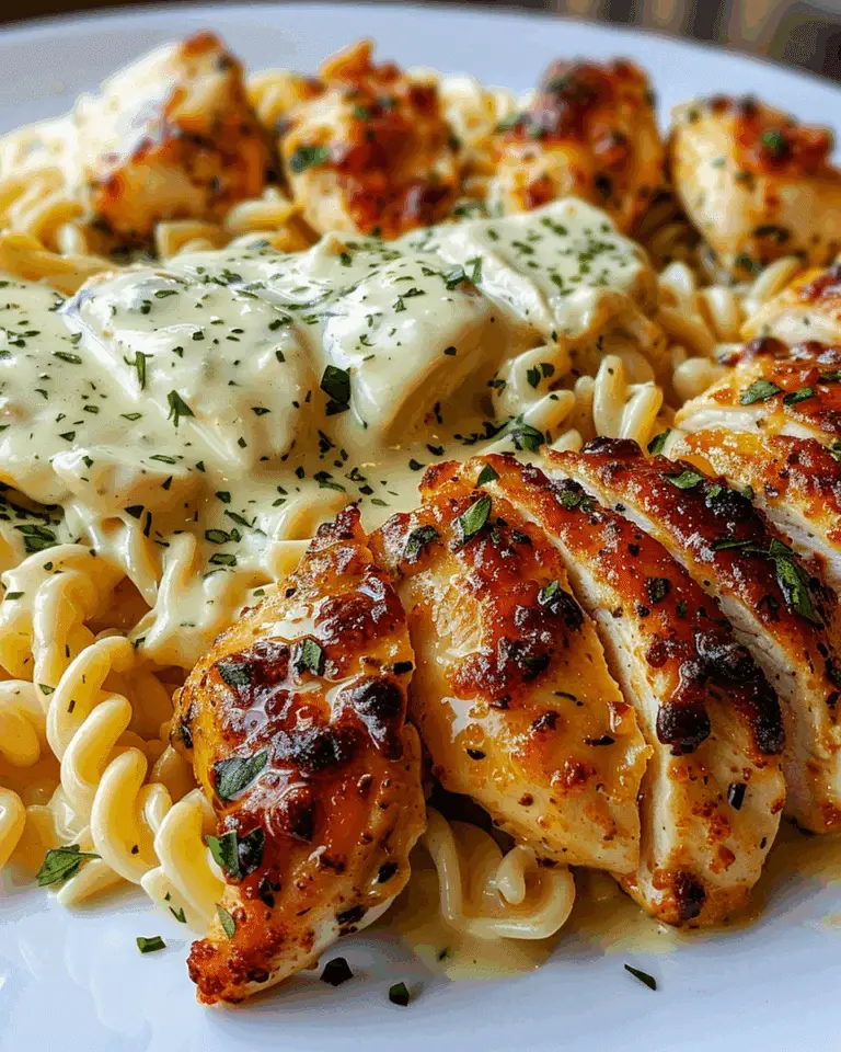 Creamy Parmesan Chicken with Twisted Pasta and Garlic Sauce