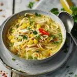 Leftover Chicken and Sweetcorn Noodle Soup