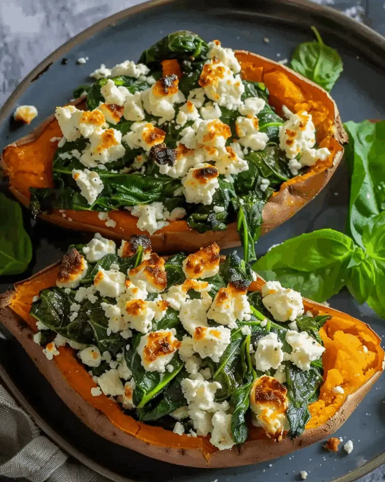 Stuffed Sweet Potatoes with Spinach and Feta