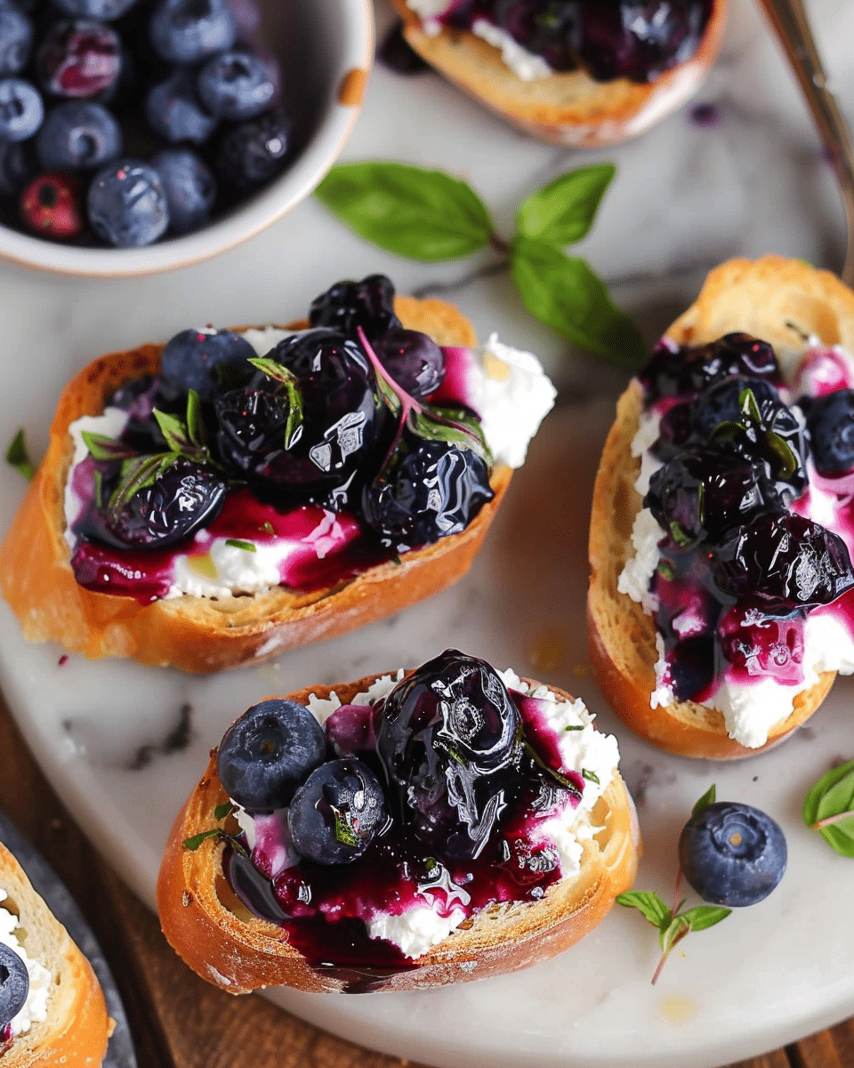 Blueberry and Goat Cheese Crostini Appetizer