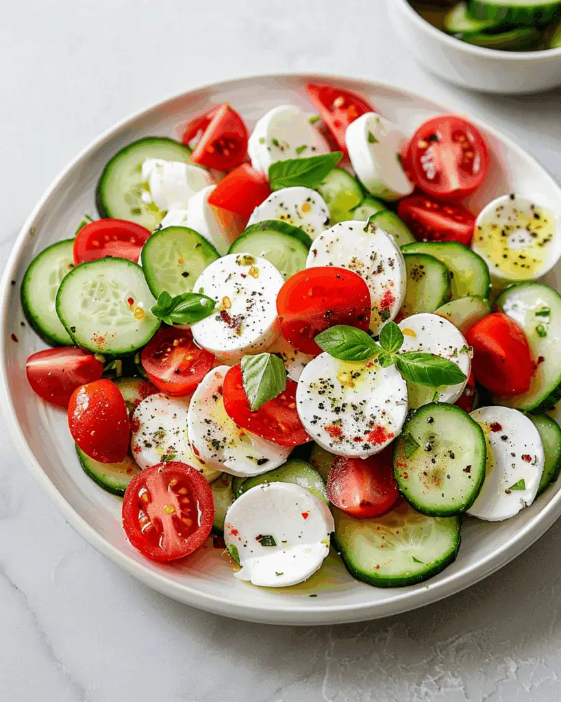 Fresh Cucumber Caprese Salad