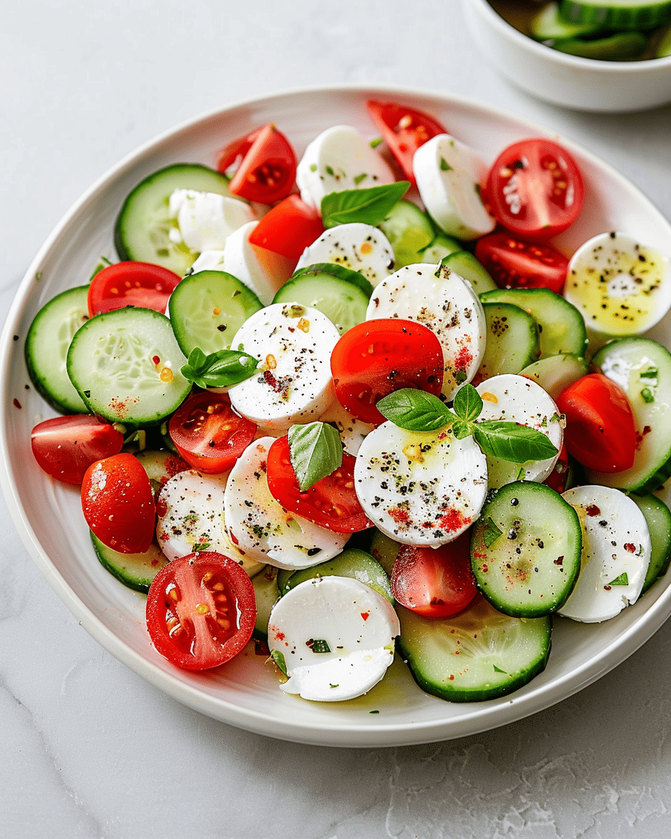 Fresh Cucumber Caprese Salad