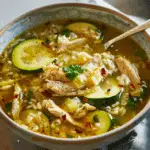 Ginger Chicken and Rice Soup with Zucchini