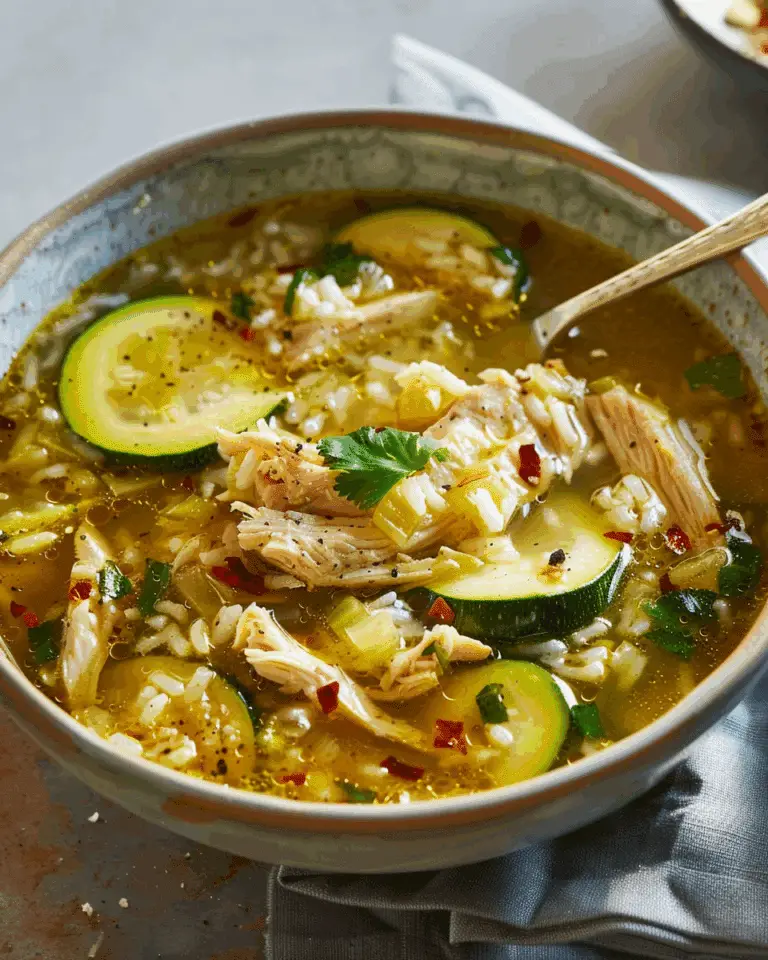 Ginger Chicken and Rice Soup with Zucchini