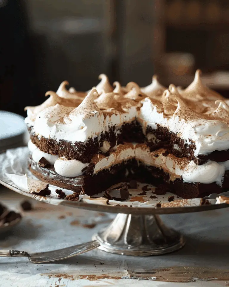 Chocolate Brownie Meringue Cake 