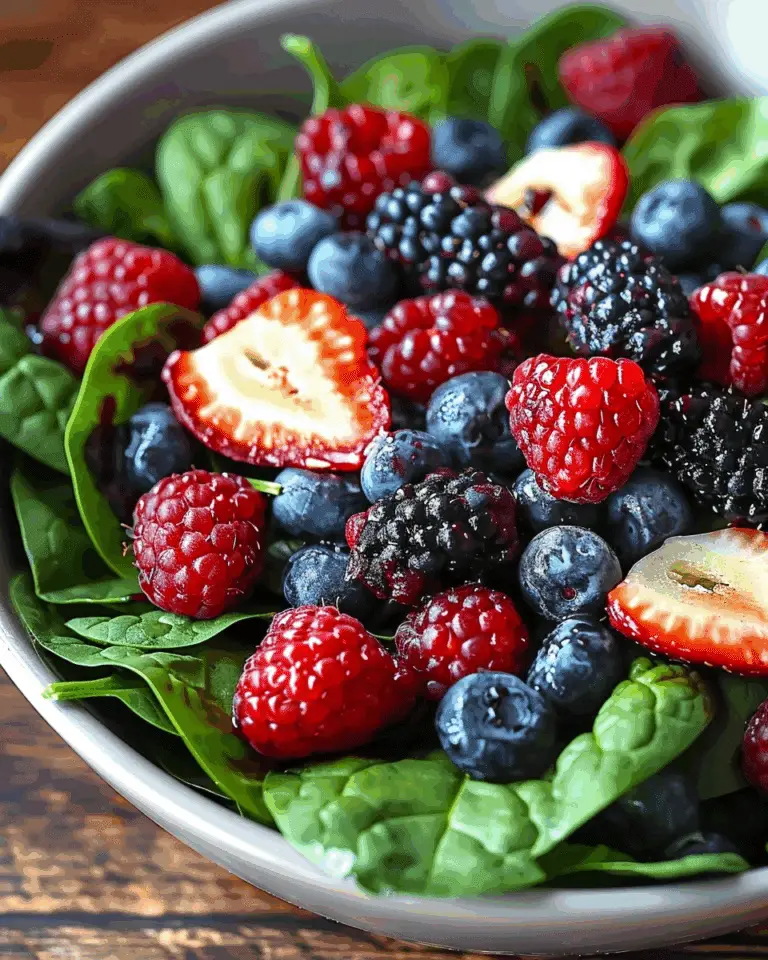 Berry Spinach Salad with Pecans, Feta, and Balsamic Glaze