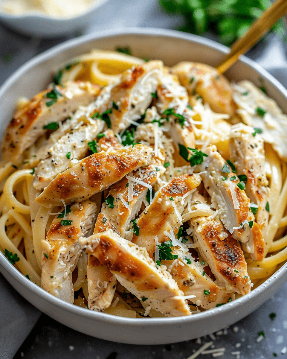 Healthy Garlic Parmesan Chicken Pasta