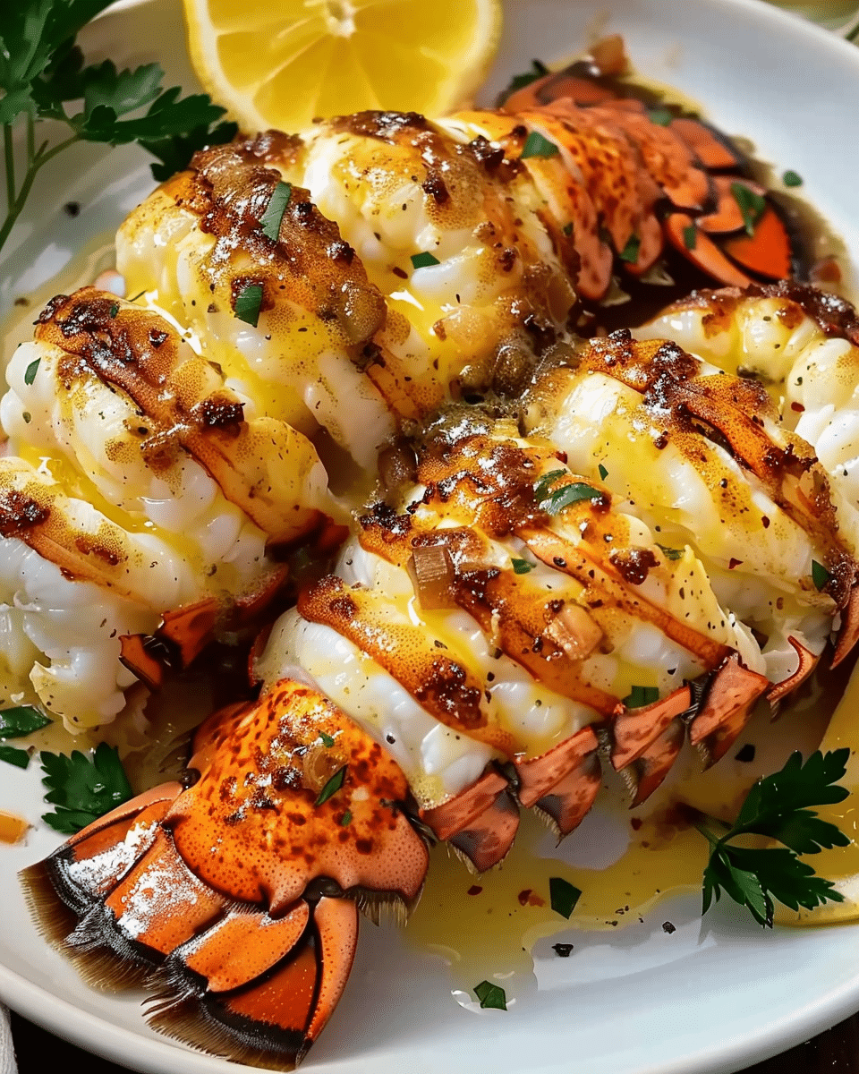 Garlic Butter Broiled Lobster Tails