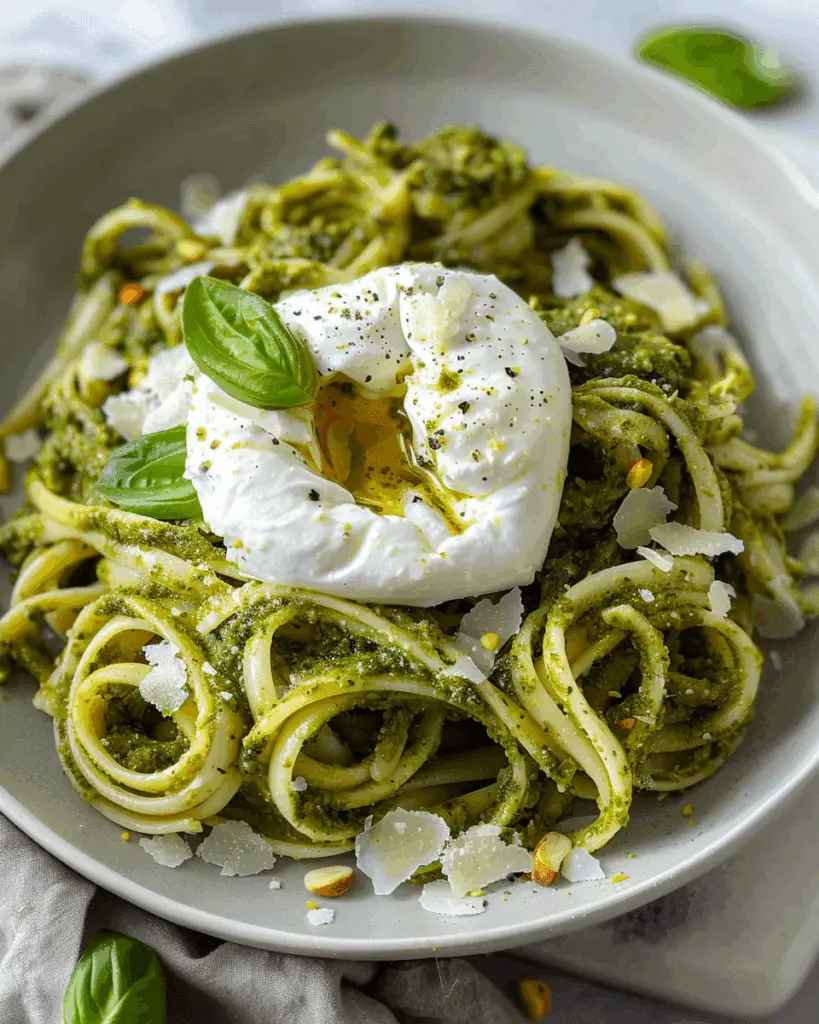 Pistachio Pesto Pasta with Burrata