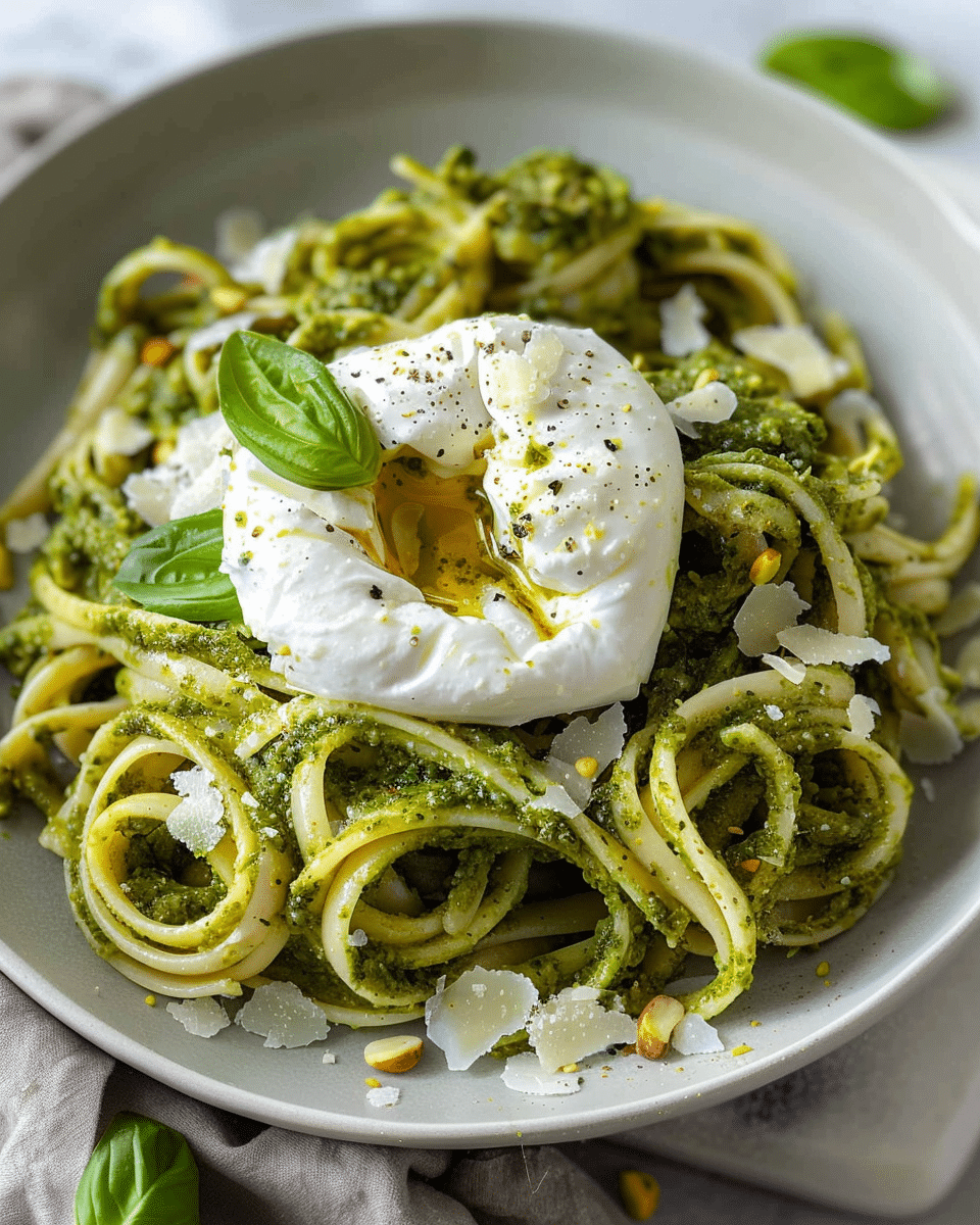 Pistachio Pesto Pasta with Burrata