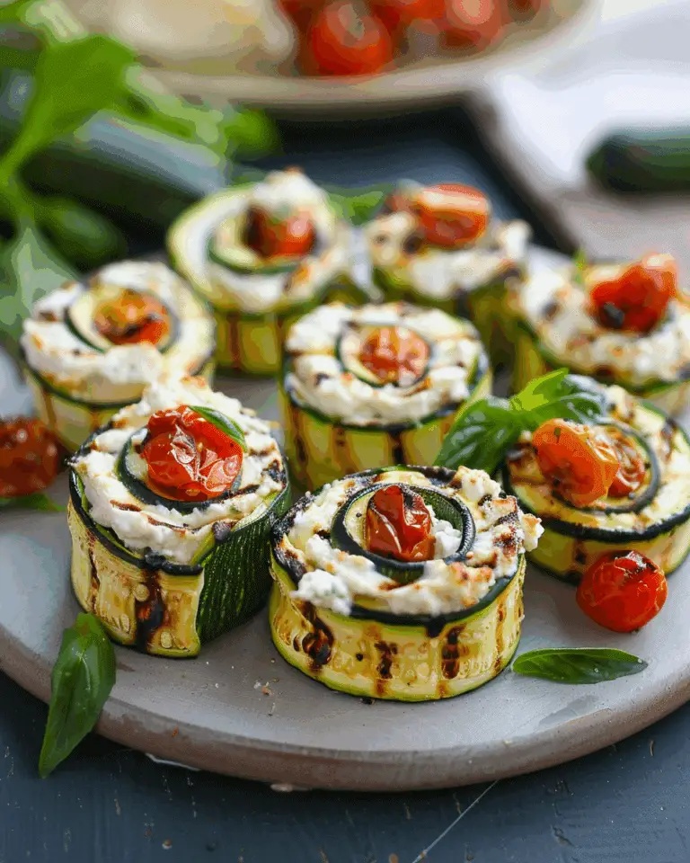 Grilled Zucchini Roll Ups with Ricotta & Tomato