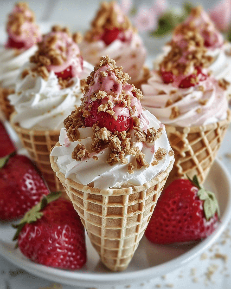 Strawberry Crunch Cheesecake Cones