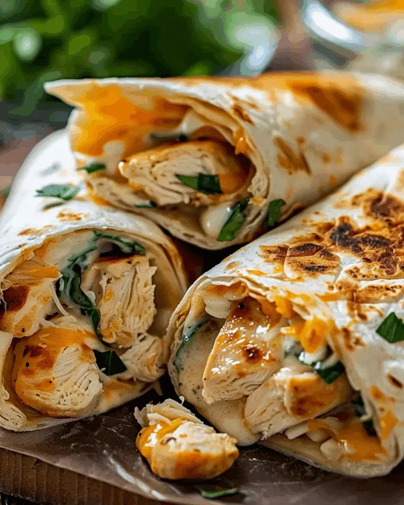 Cheesy Garlic Chicken Wraps
