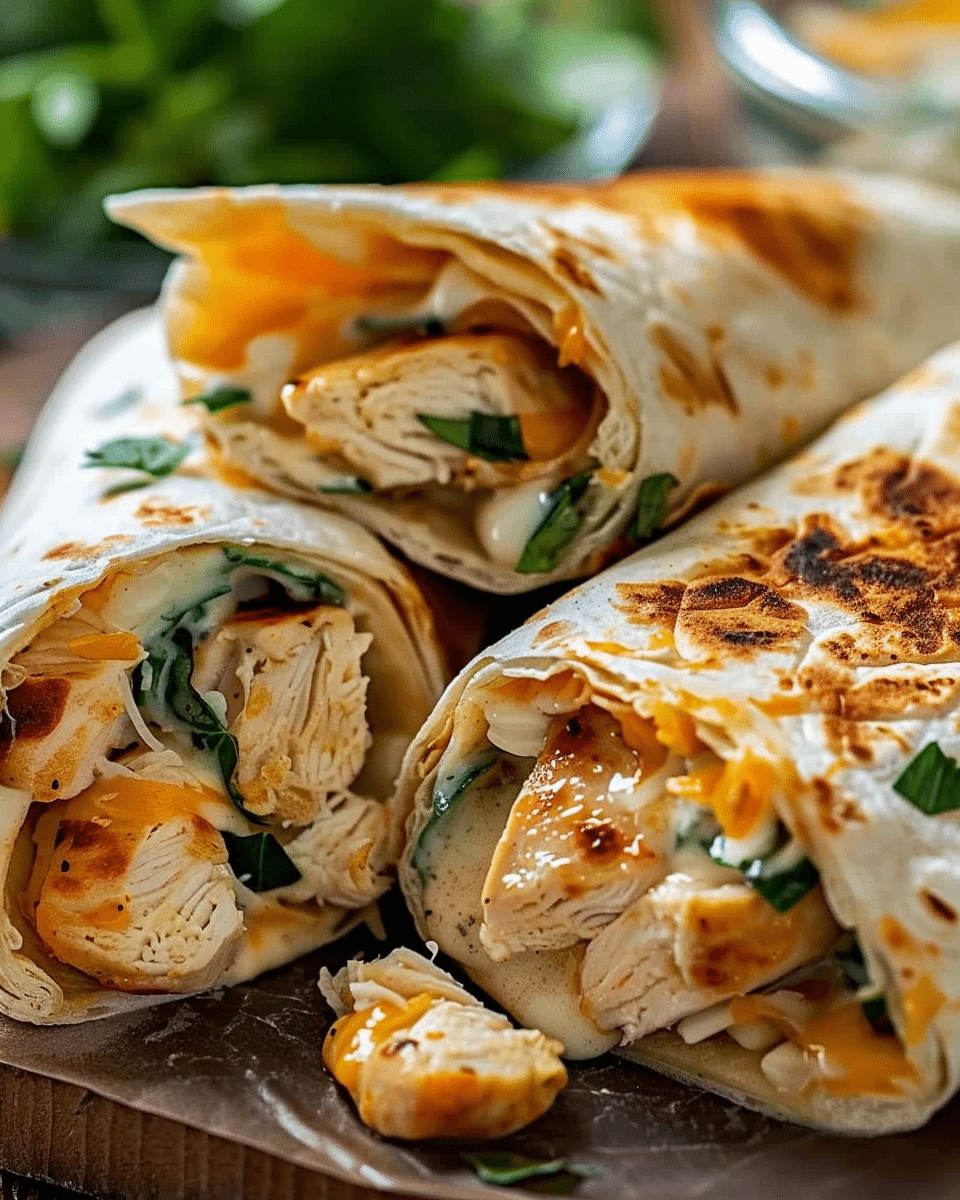 Cheesy Garlic Chicken Wraps