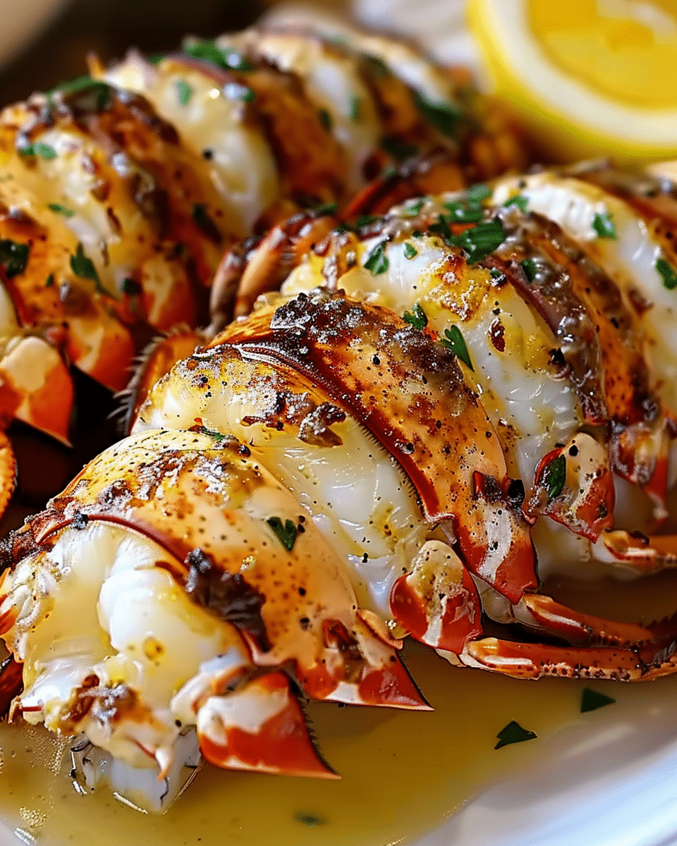 Garlic Butter Broiled Lobster Tails