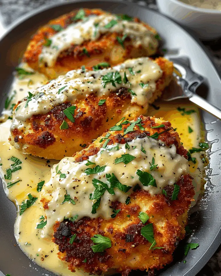 Parmesan Crusted Chicken with Creamy Garlic Sauce