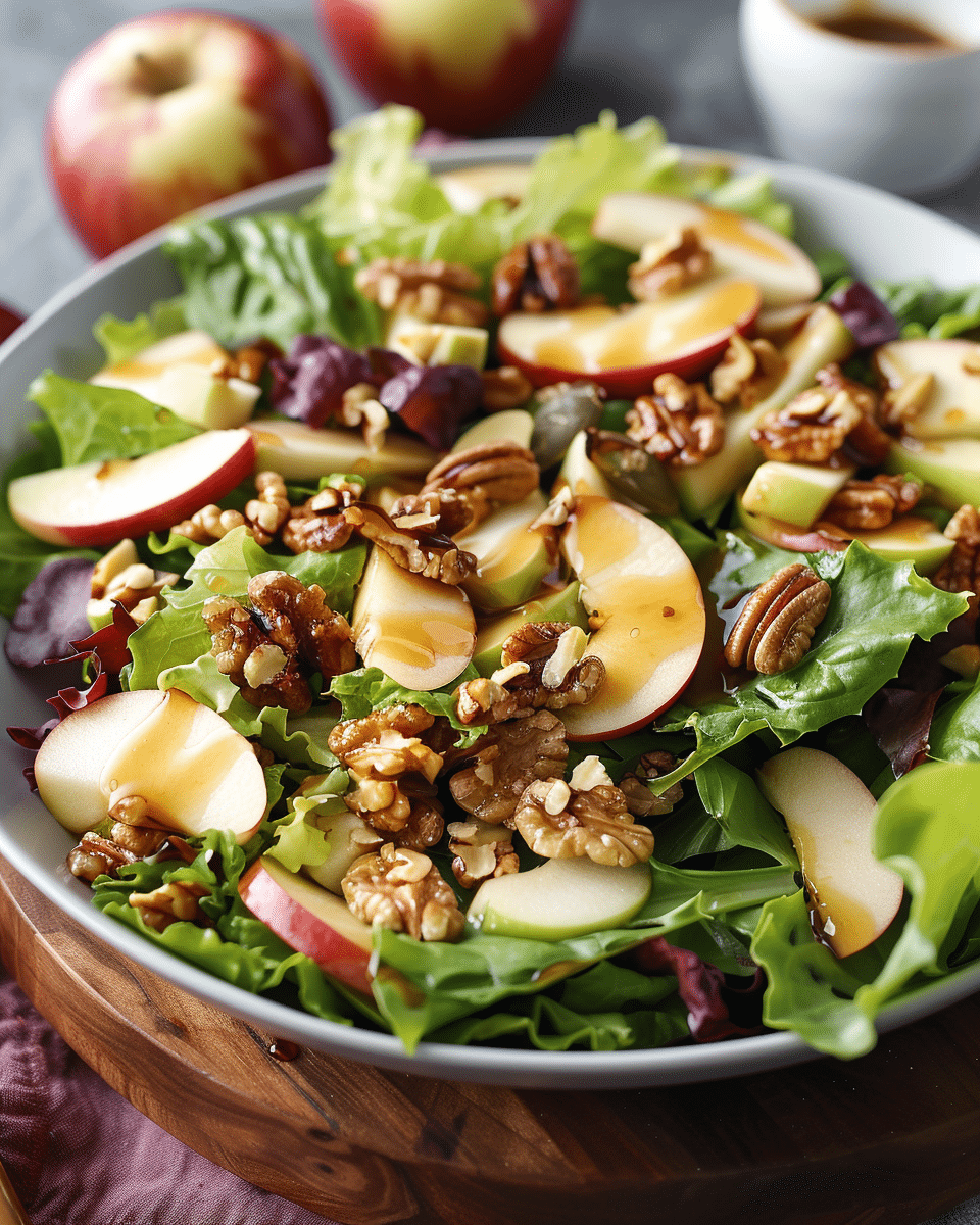 Warm Apple Walnut Salad with Maple Dressing