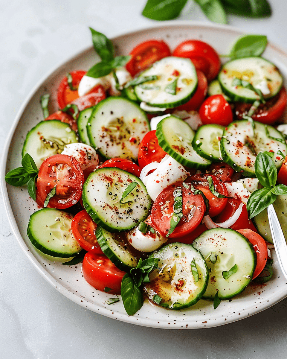 Fresh Cucumber Caprese Salad