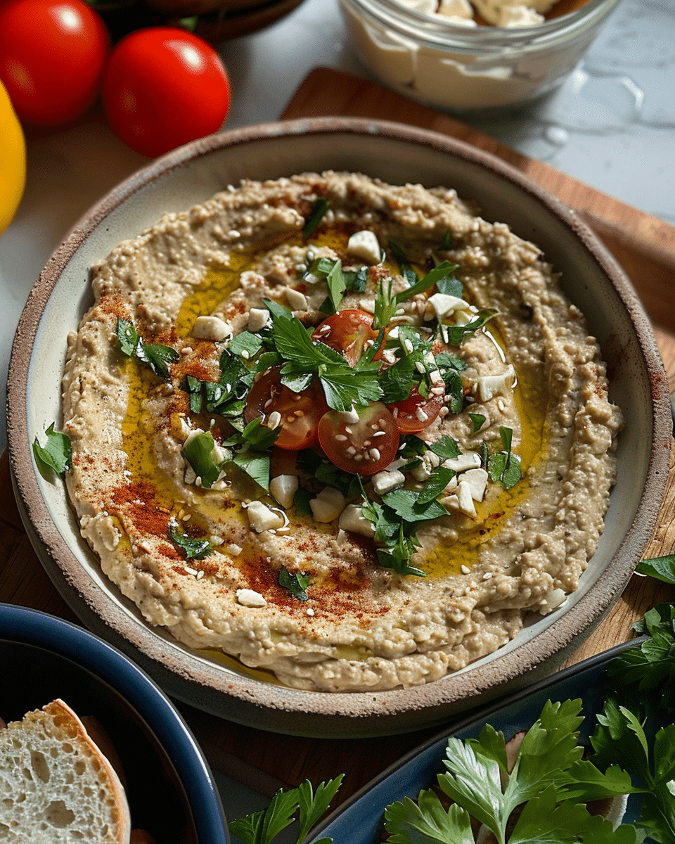 The Best Baba Ganoush with Blistered Tomatoes and Feta