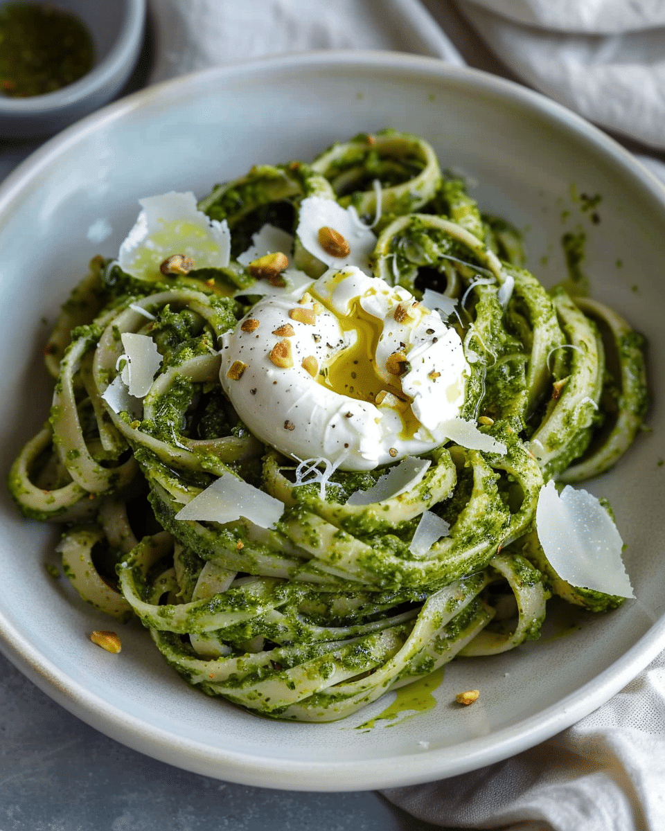 Pistachio Pesto Pasta with Burrata
