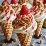 Strawberry Crunch Cheesecake Cones