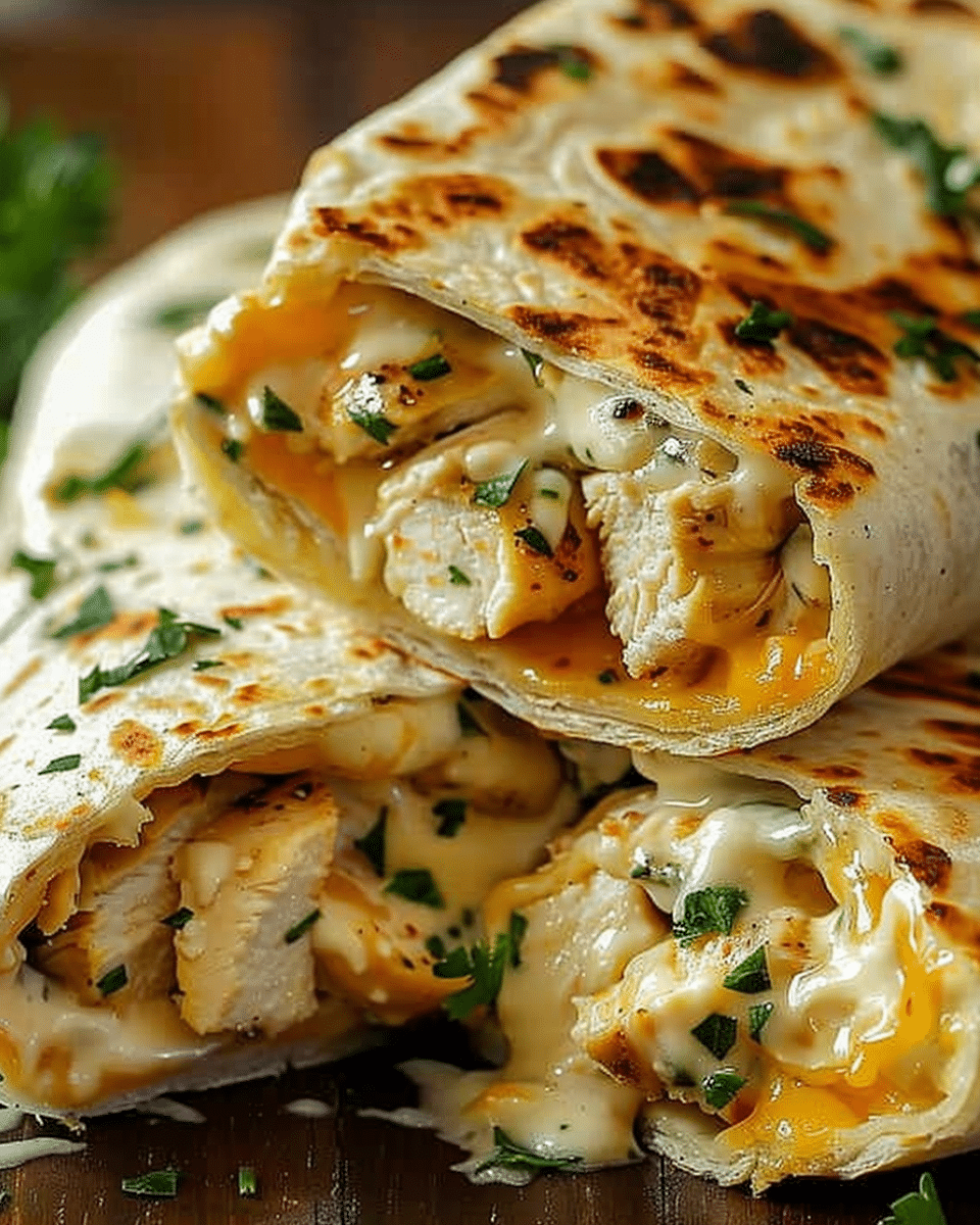 Cheesy Garlic Chicken Wraps