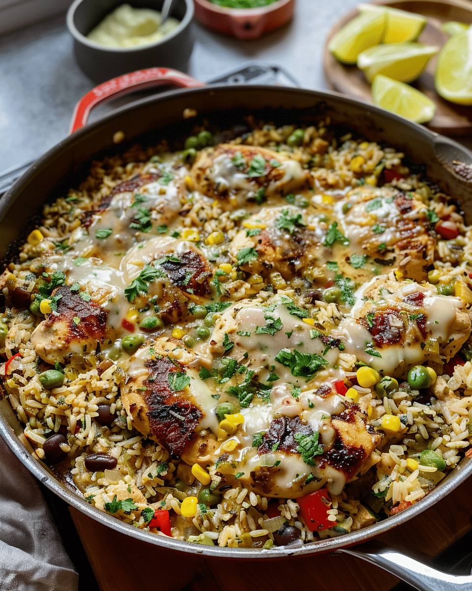 Salsa Verde Chicken & Rice Skillet
