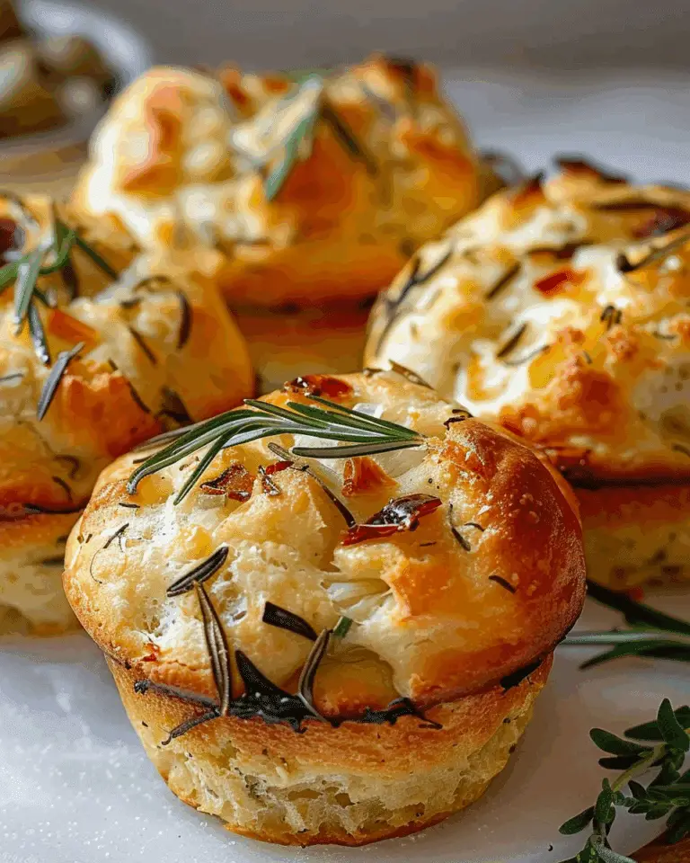 Golden Crust Garlic Rosemary Focaccia Muffins