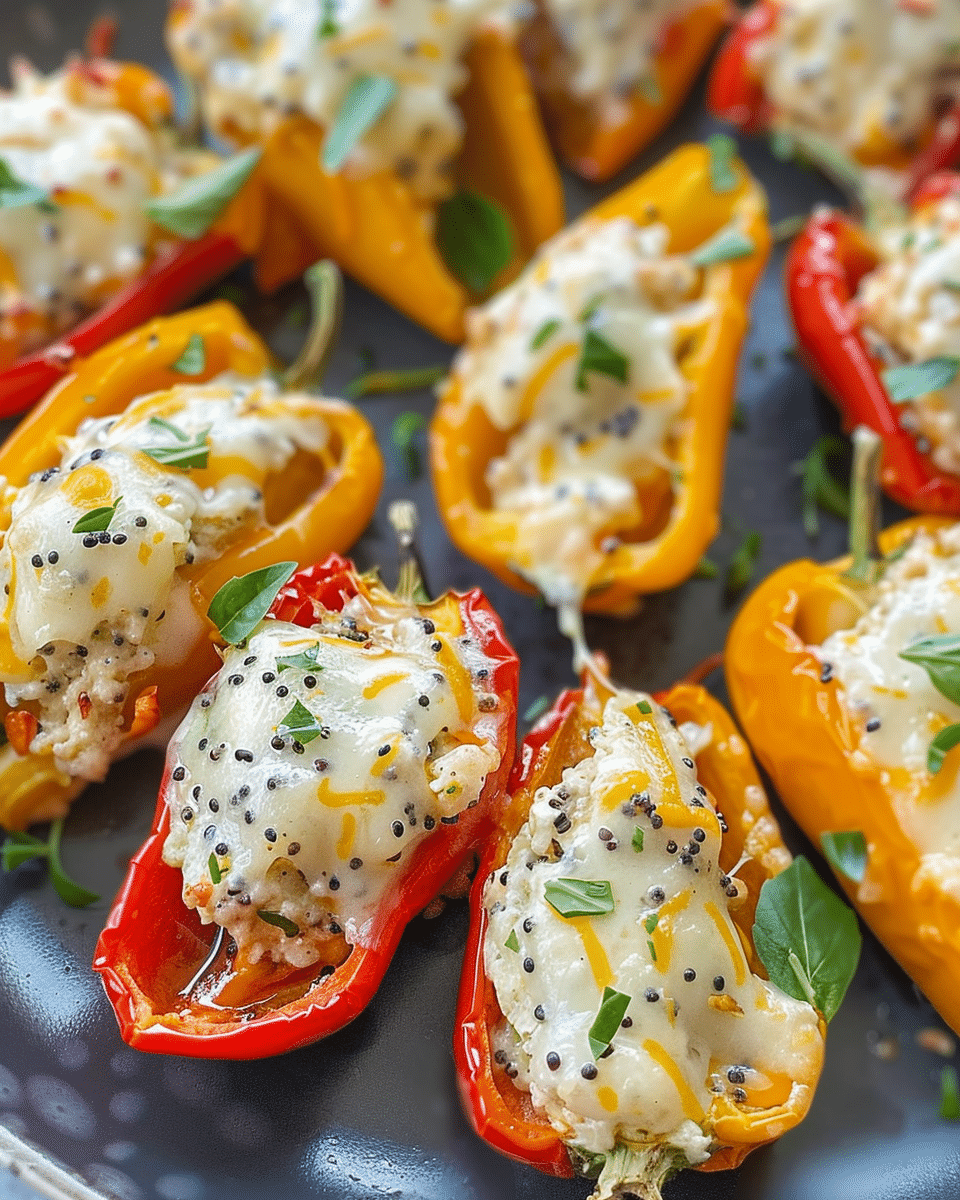 Easy Cheese and Everything Bagel-Stuffed Mini Peppers Recipe