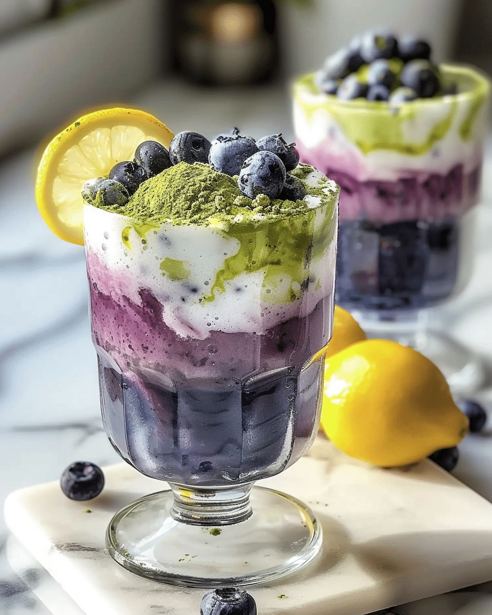 Blueberry Lemon Matcha Fizz