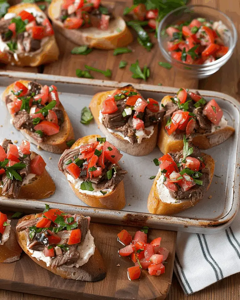 Beef Bruschetta with Roasted Garlic-Feta Spread
