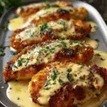 Parmesan Crusted Chicken with Creamy Garlic Sauce