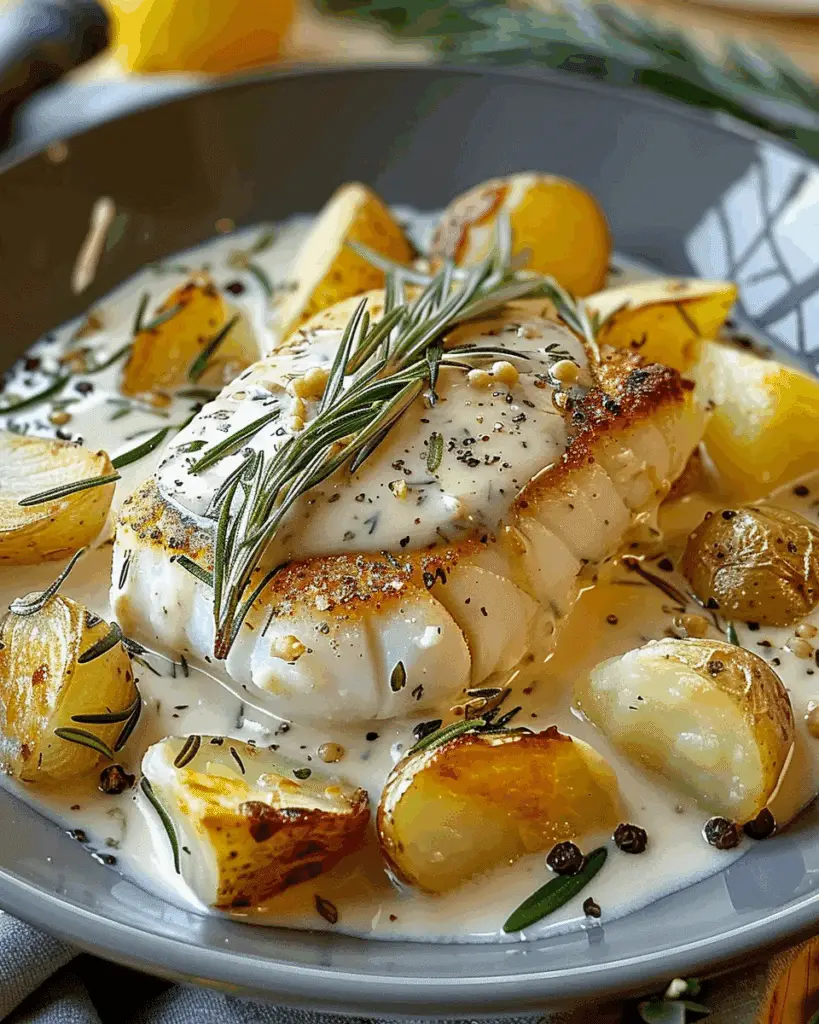 Comforting Cod & Potatoes in Rosemary Cream Sauce Recipe