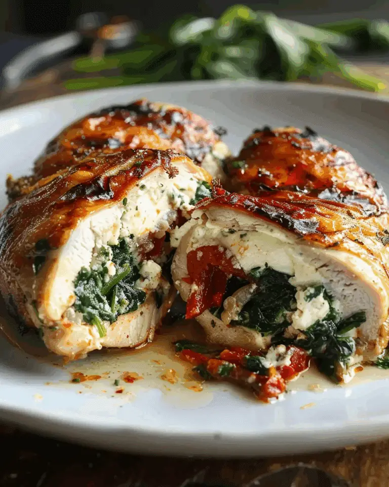 Roasted Red Pepper Spinach Mozzarella Stuffed Chicken
