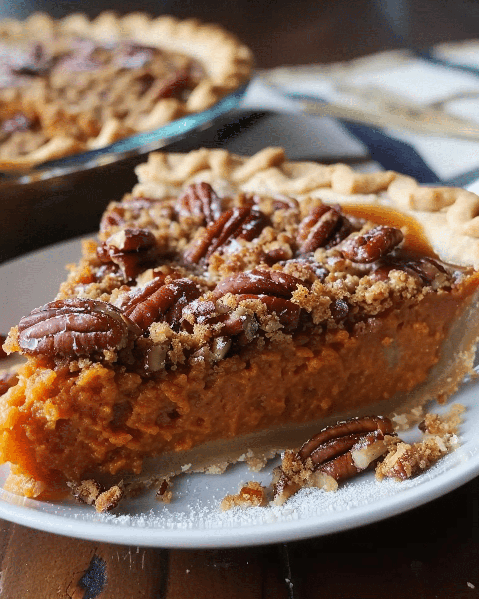 Sweet Potato Pie with Pecan Praline Crunch