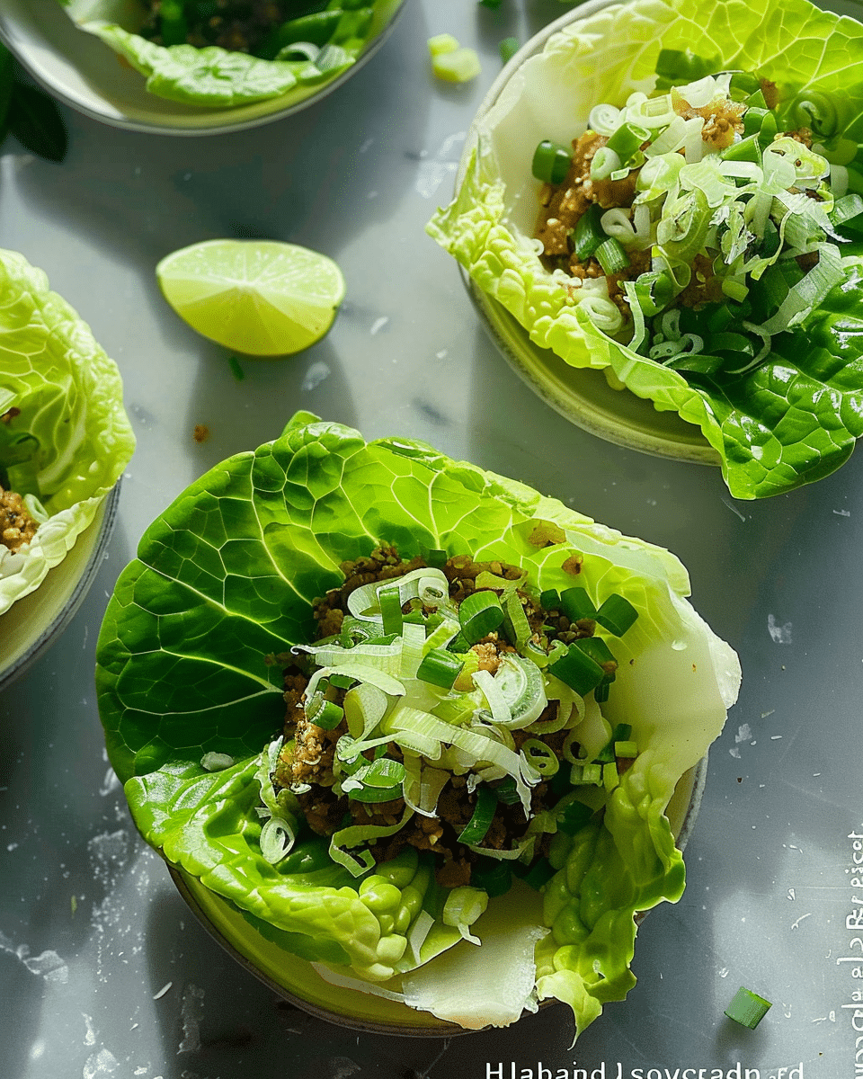 Lettuce Cups with Scallion Lime Dressing