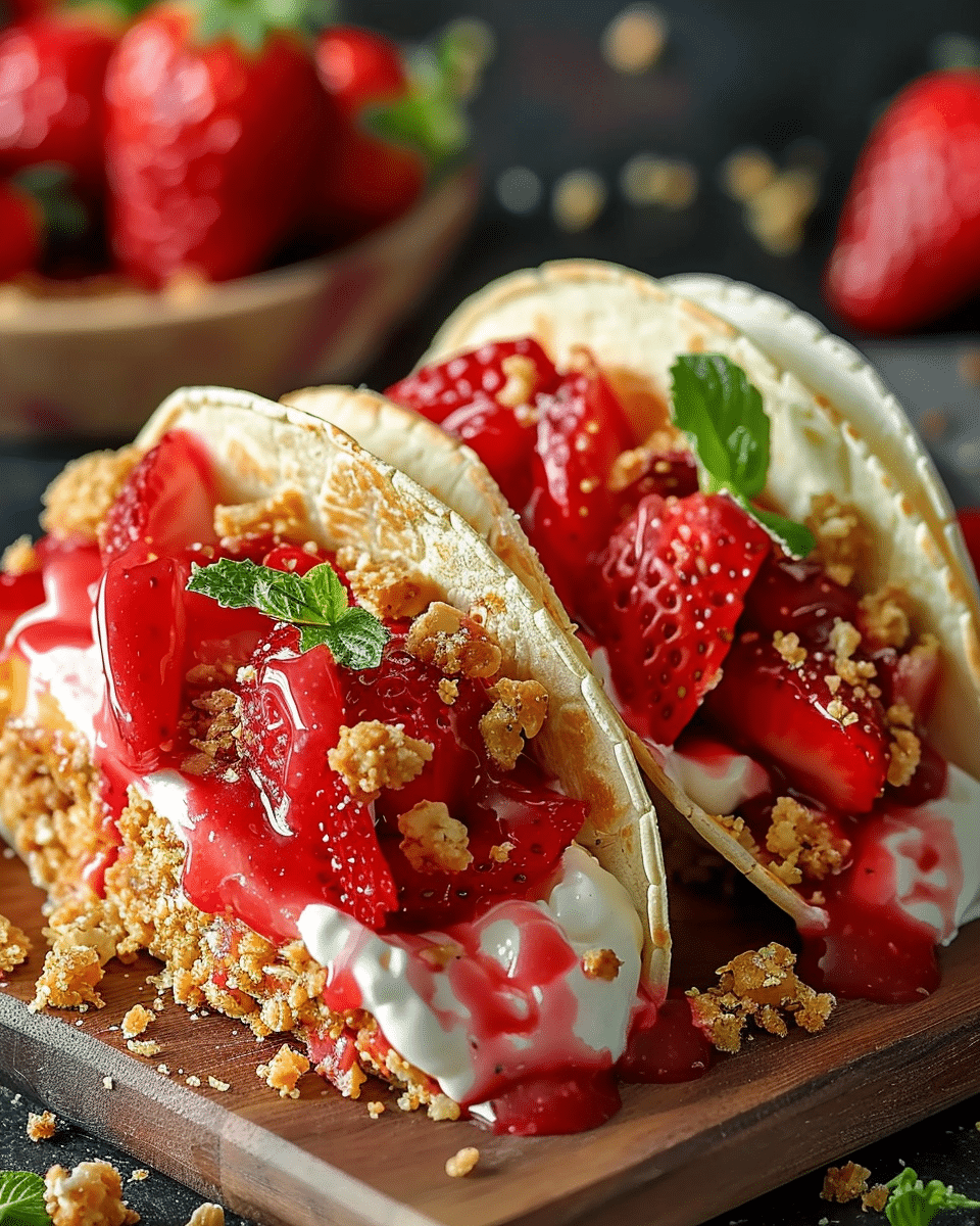 Strawberry Crunch Cheesecake Tacos