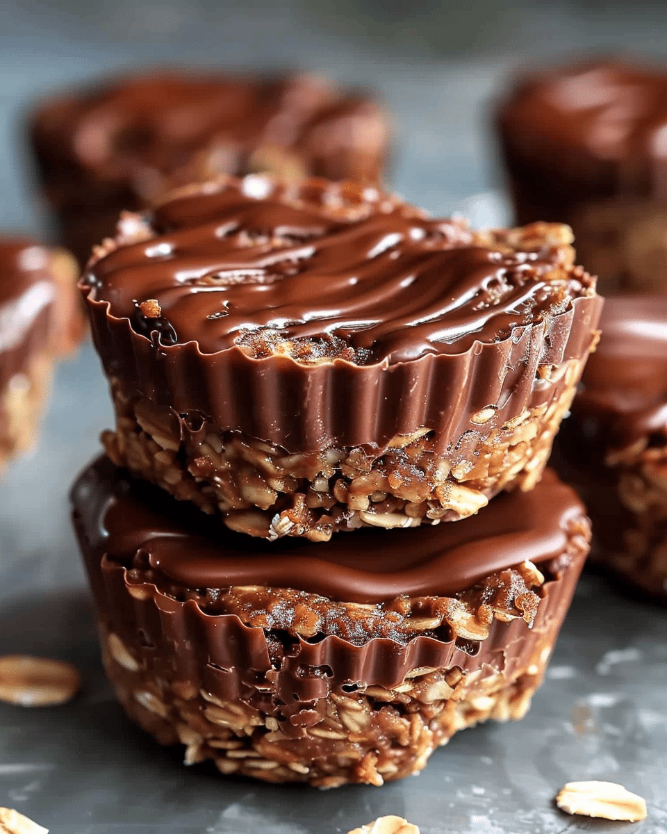 No-Bake Peanut Butter Oatmeal Brownie Cups