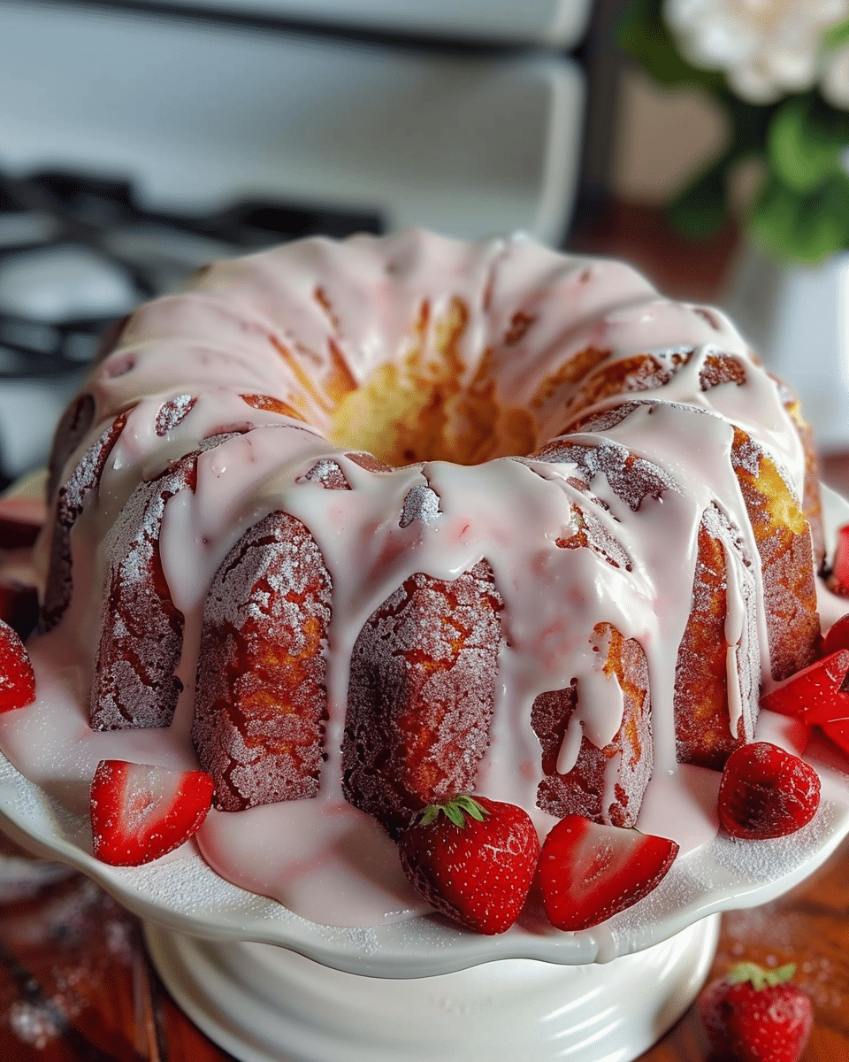 Homemade Strawberry Cream Cheese Pound Cake