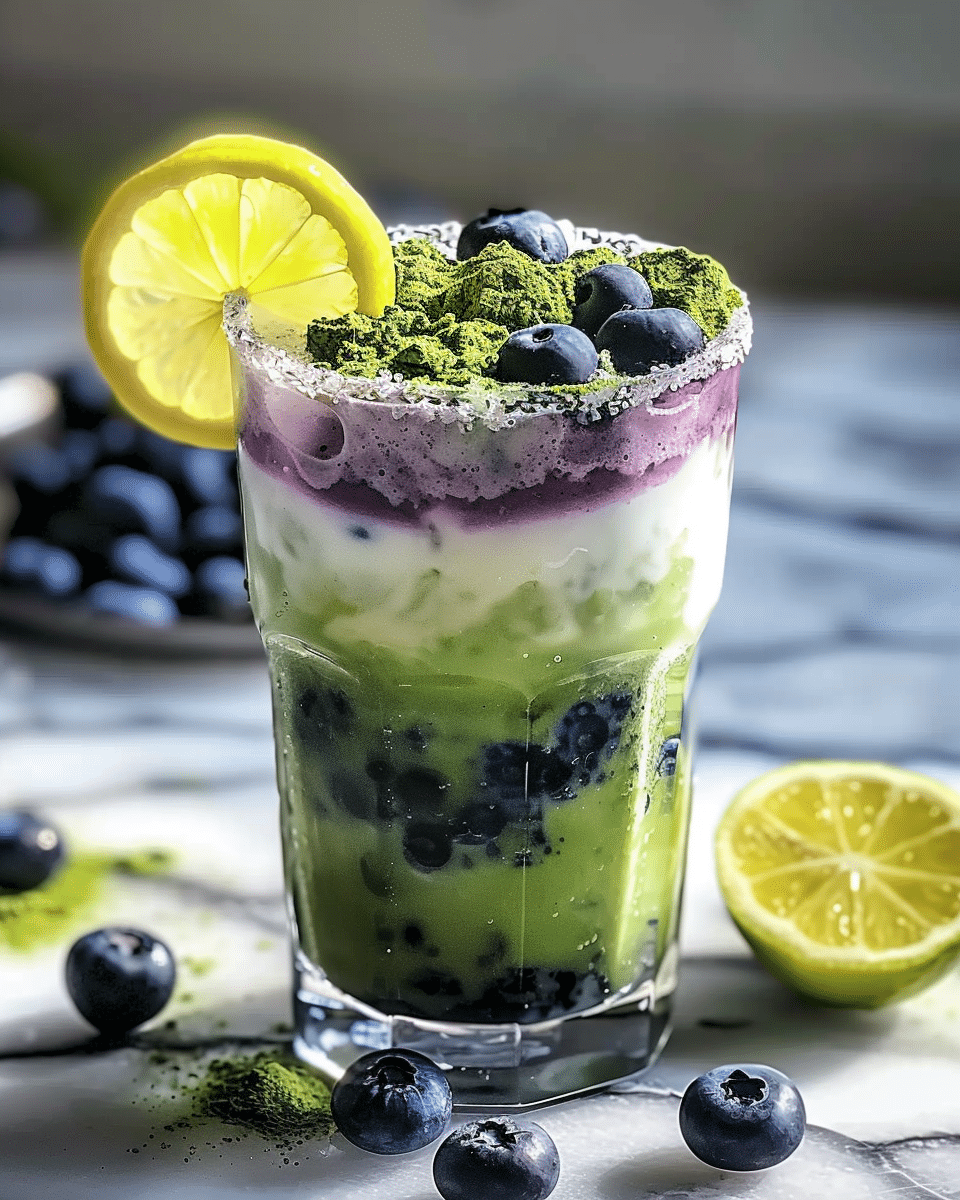 Blueberry Lemon Matcha Fizz