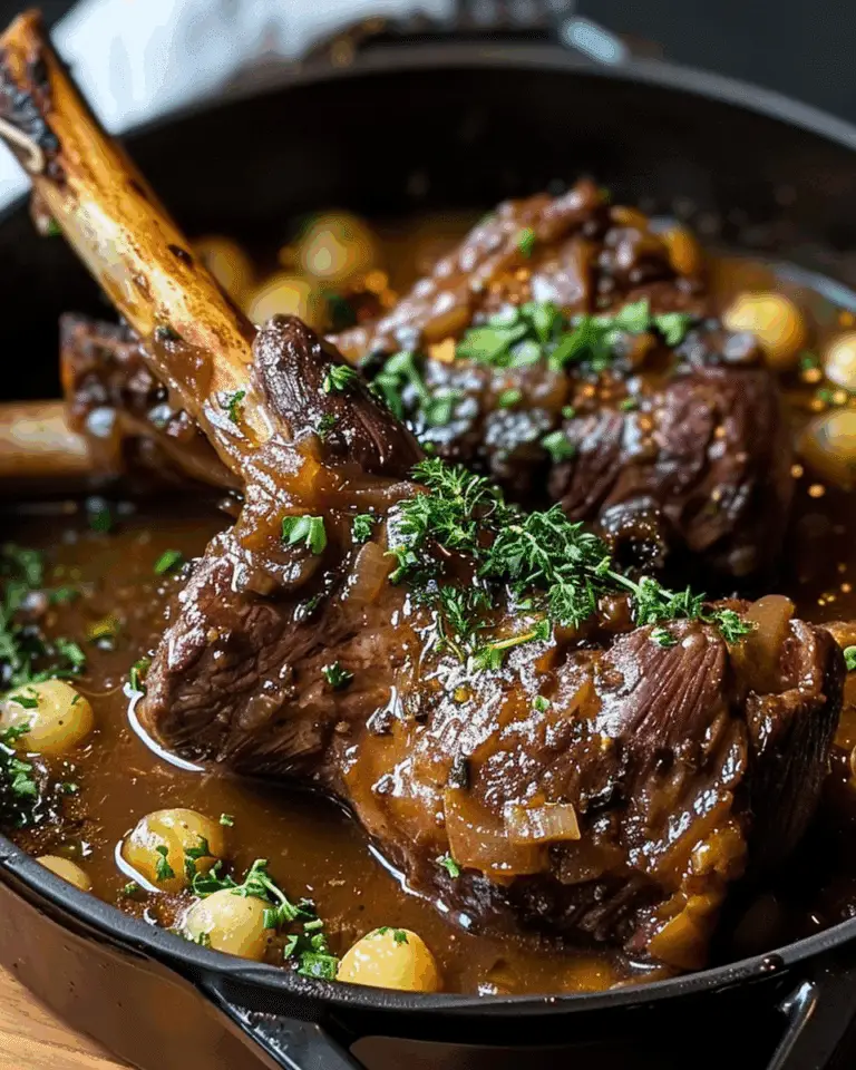 Slow-Braised Lamb Shanks with Aromatic Herbs and Silky Pan Gravy