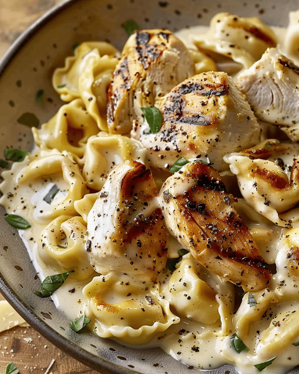 Asiago Tortellini Alfredo with Grilled Chicken