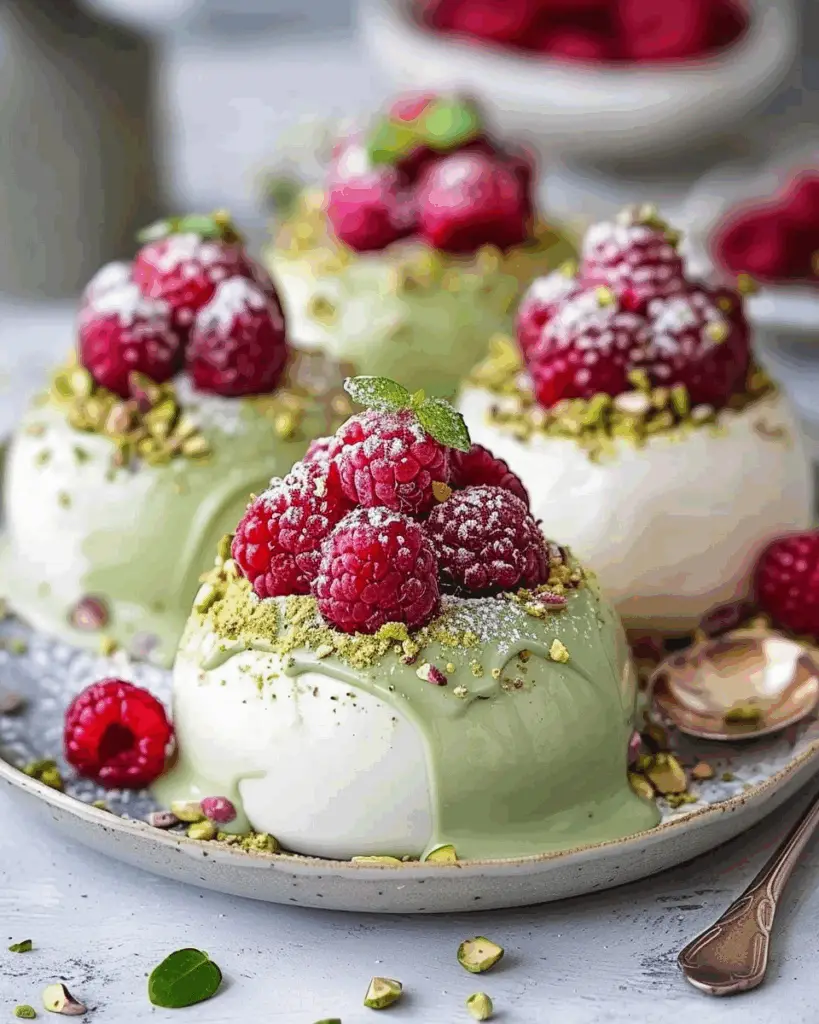 Pistachio and Raspberry Cheesecake Domes Recipe