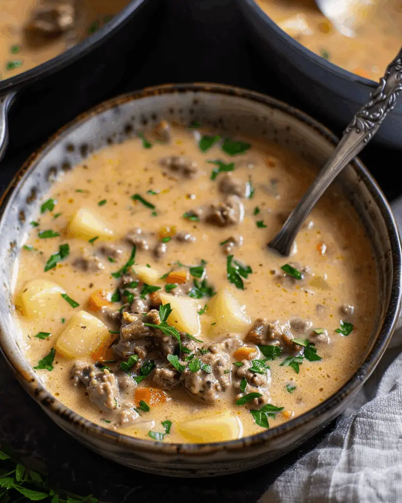 Cheesy Beef and Potato Soup