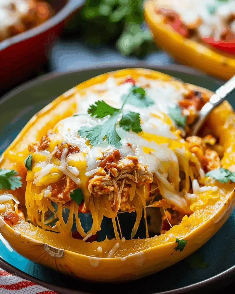 Cheesy Chicken Enchilada Stuffed Spaghetti Squash Recipe