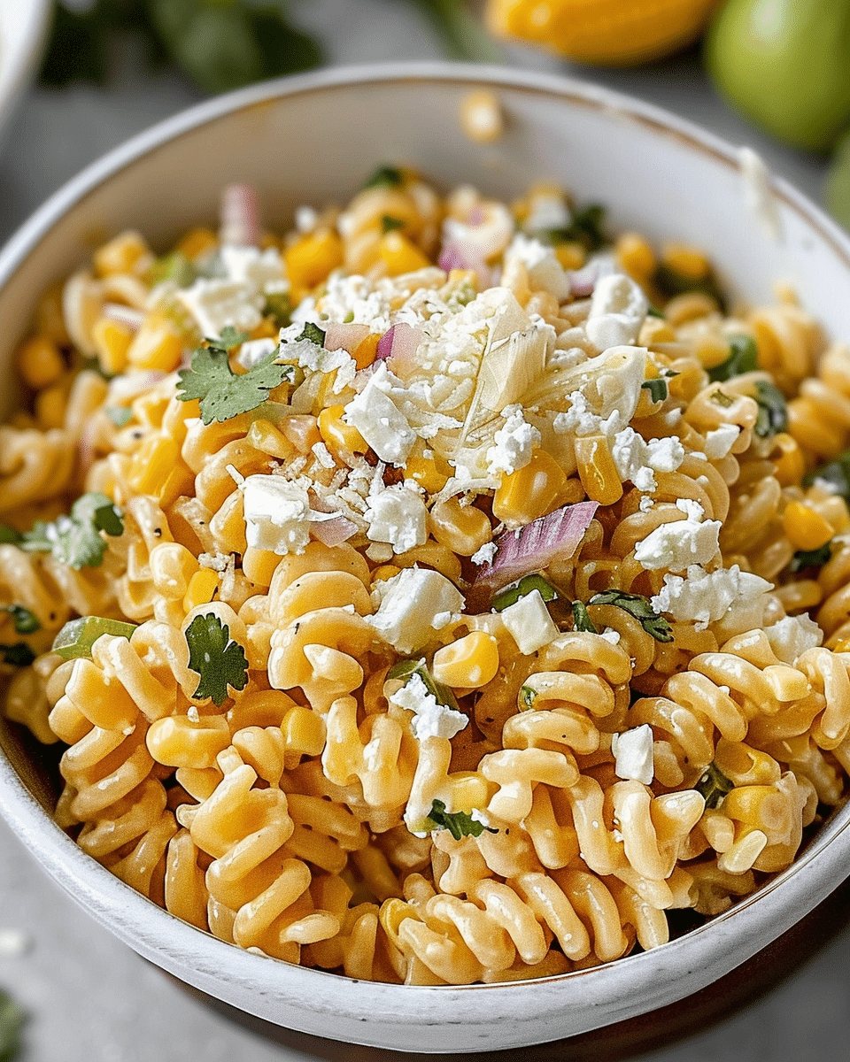Healthy Street Corn Pasta Salad with Greek Yogurt Dressing