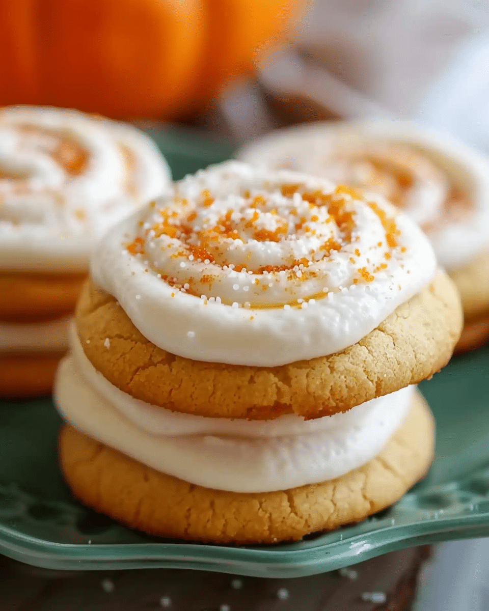 Pumpkin Sugar Cookies with Cream Cheese Frosting
